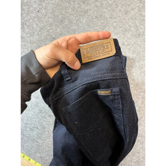 VINTAGE Sears Roebucks Corduroy Pants Mens 38x31 Black Perma Prest USA 70s 80s - Picture 6 of 7